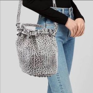 Alexander Wang “Diego” white/black peppered bucket shoulder bag